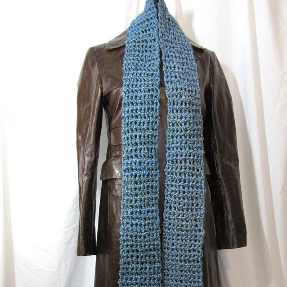 Light Blue Scarf 78x5 Long Chunky Handmade Crochet Hand Knit Christmas Gift NWT - Picture 3 of 4